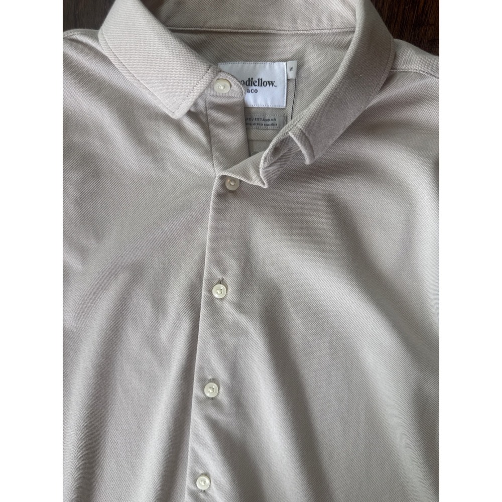 Goodfellow & Co Pique Dress Shirt Men M Taupe Long Sleeve Standard Fit NWT - Picture 6 of 8